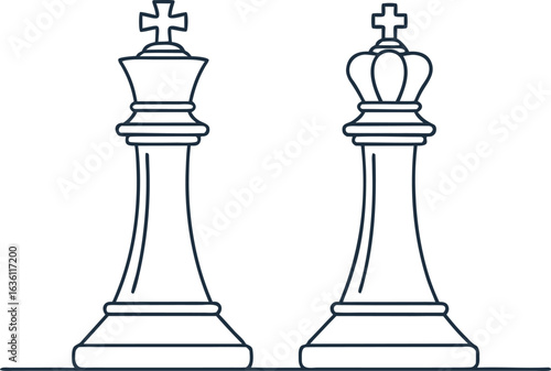 Two outline chess kings standing side by side