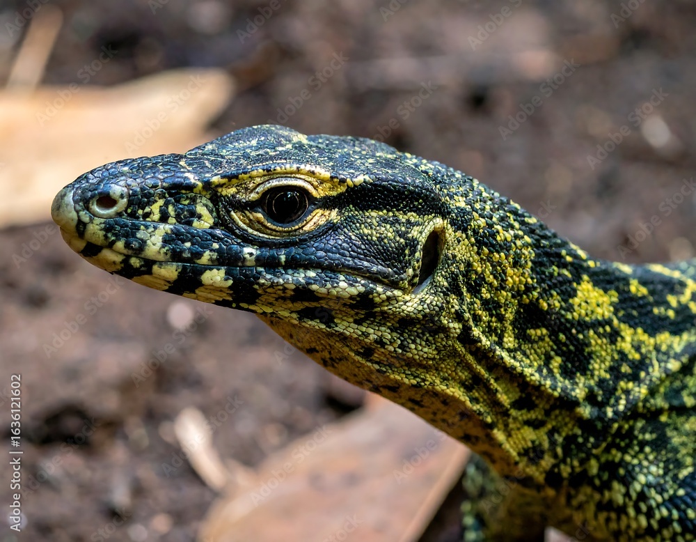Naklejka premium Close-up of a lizard's head