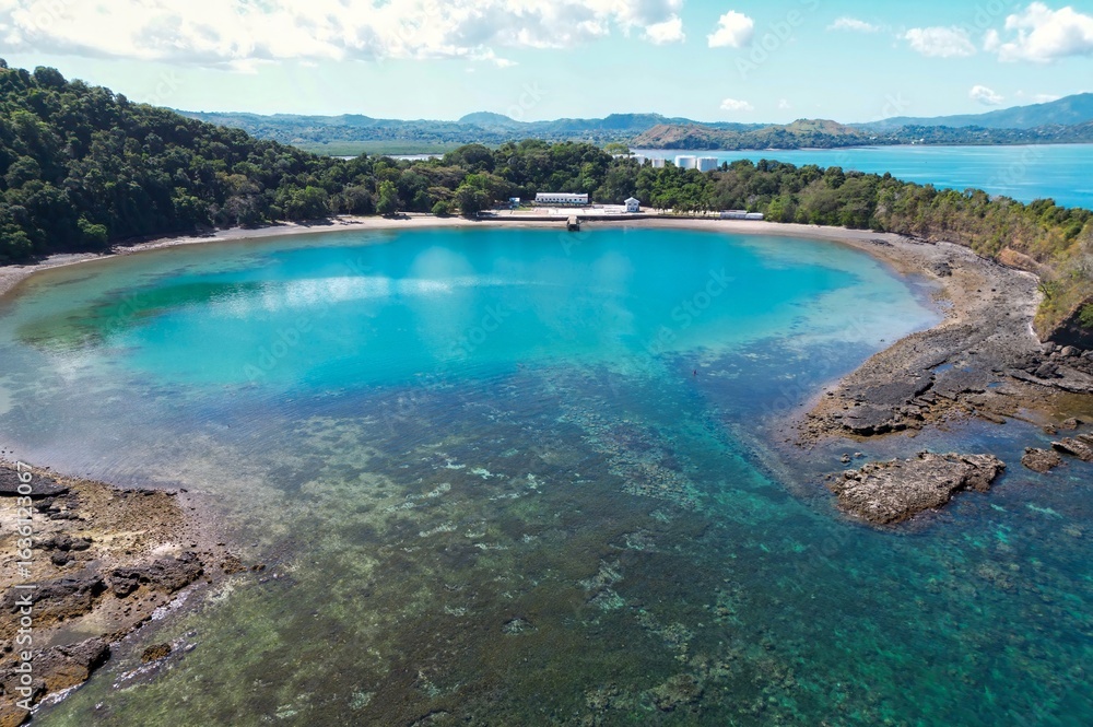 Fototapeta premium Crater, Landscape in Ambatoloaka, Nosy Be, Madagascar – Aerial View