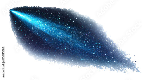 Flat design glowing comet crossing transparent starry galaxy background Transparent background, PNG file