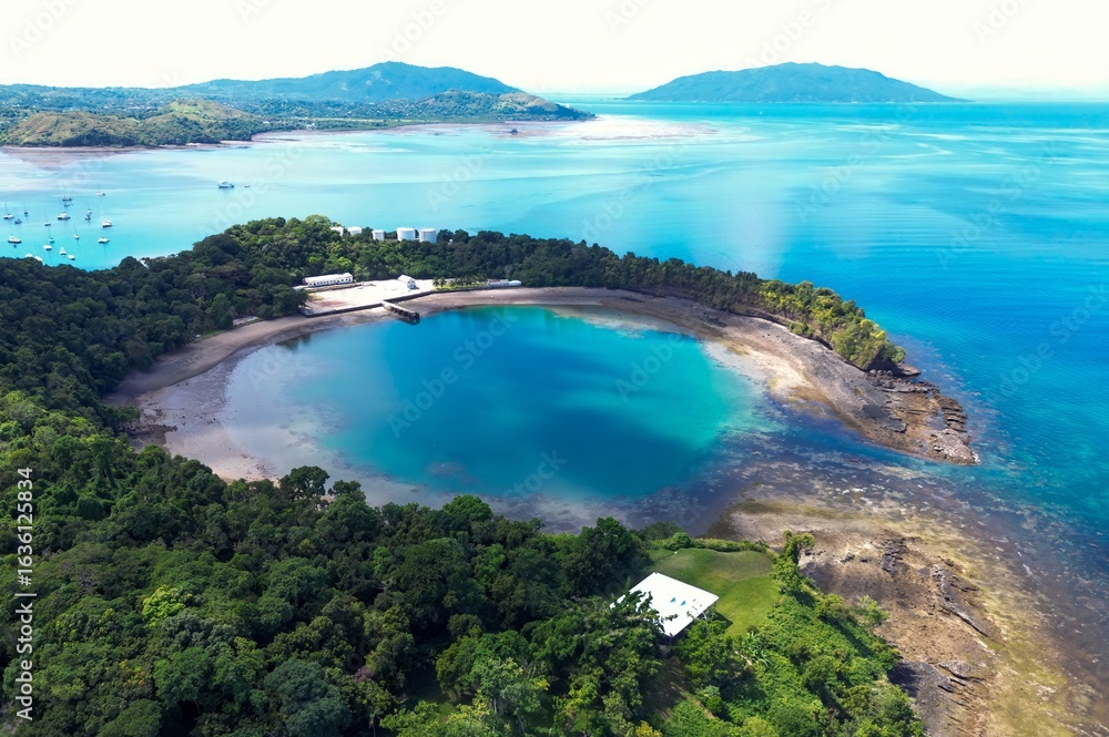 Fototapeta premium Crater, Landscape in Ambatoloaka, Nosy Be, Madagascar – Aerial View
