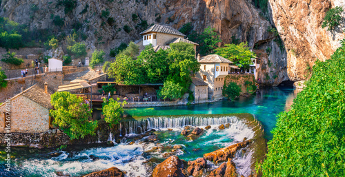 Dervish monastery or tekke at the Buna River spring in Blagaj, Bosnia and Herzegovina