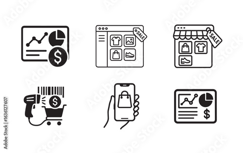 E-commerce Icons Sales Analysis Online Shopping and Mobile Commerce