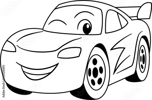 Outlined sports car for kids