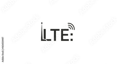 Illustration of the lte wireless communication technology with antenna and signal waves displayed clearly