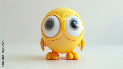 cartoon-style plastic character toy with big eyes on white background