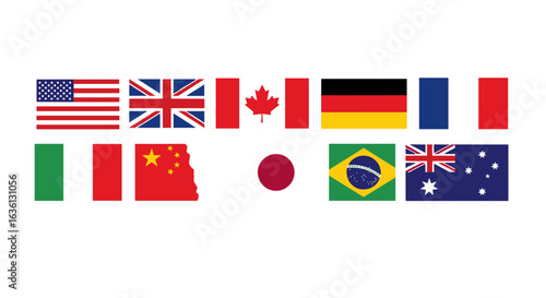 A display of various national flags including the usa canada germany france italy china japan and more