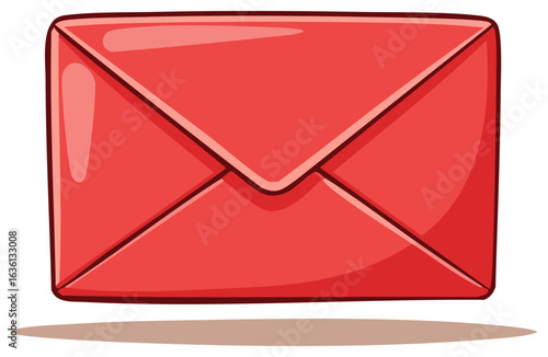 Red Cartoon Envelope with Glossy Details Mail Delivery Communication Correspondence