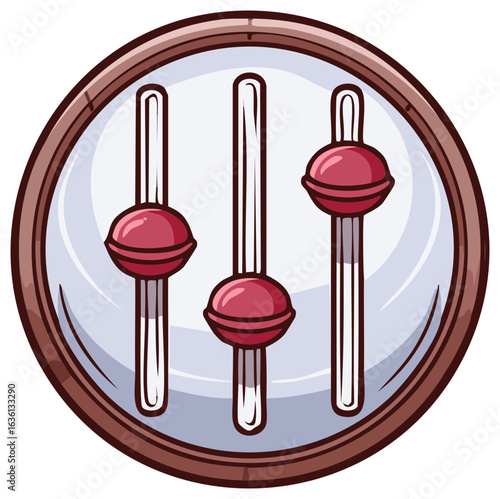 Circular Control Panel with Vertical Sliders and Knob Buttons