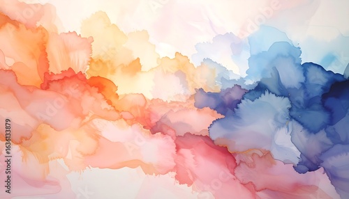 Colorful Abstract Cloudscape Watercolor Painting Art