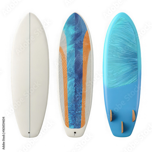 surfboard set on white background