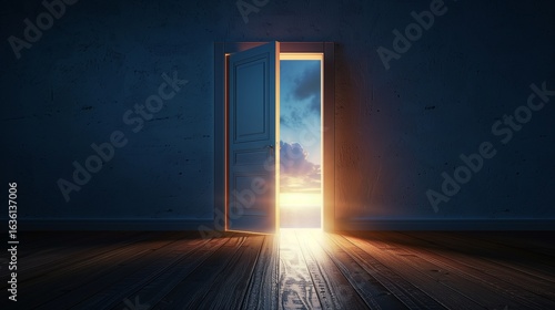 open door with glowing light symbolizing new opportunity