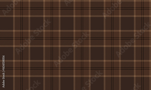 This seamless plaid pattern, in dark and light brown, gives off a warm, classic feel. It's perfect for designing clothes, skirts, pants, and dresses, adding a stylish vintage charm.