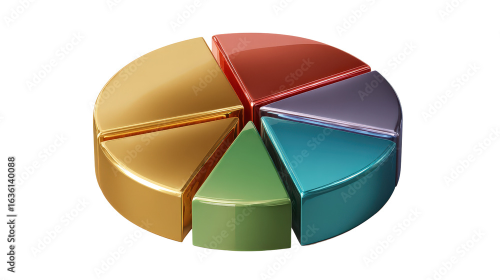 Obraz premium Pie chart with glossy effectTransparent background, PNG file