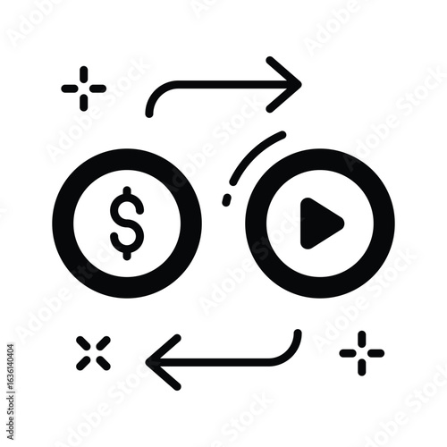 Sleek glyph icon showing paid ads promotion chart
