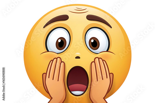Shocked and worried emoji emoticon covers part of its face with hands On AI generated by PNG