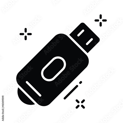 A handy glyph icon of a USB device connector