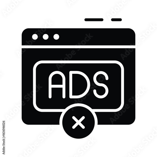 Easy to use glyph icon showing ad blocking popup
