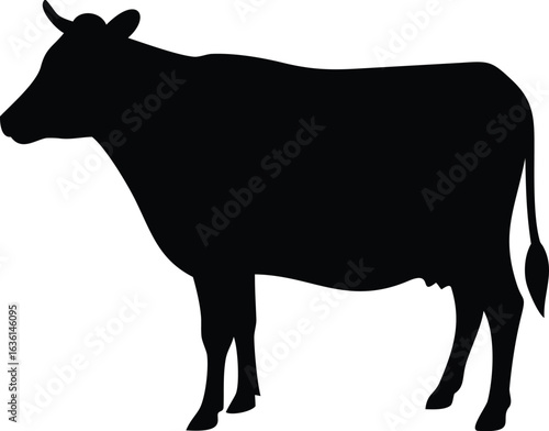 Black and white silhouette of a cow and bull vector illustration on white background