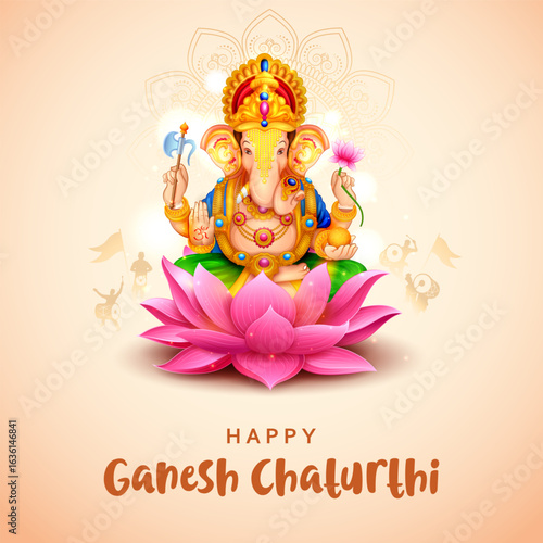 illustration of Lord Ganpati background for Ganesh Chaturthi festival of India