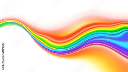 Abstract rainbow wave with blurry edges on white background