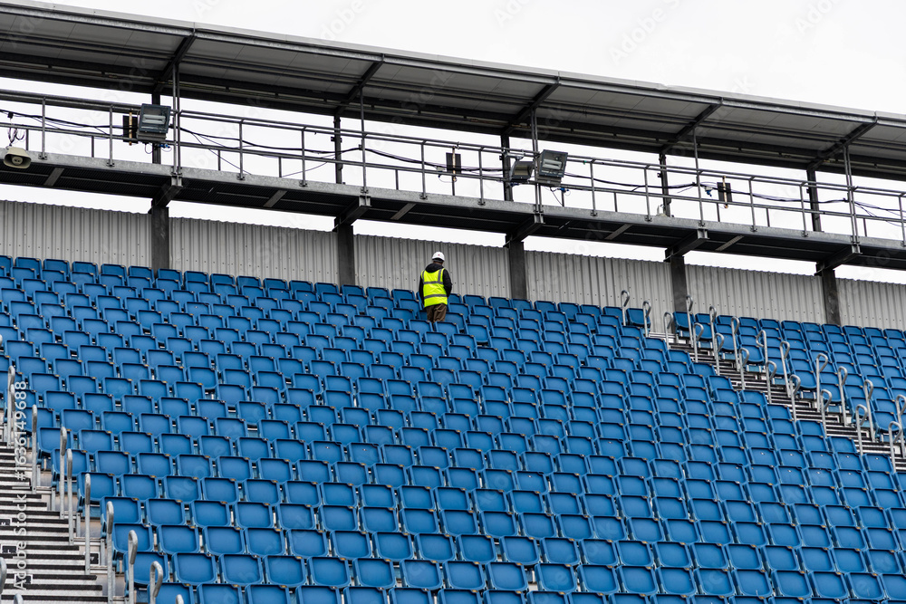 Obraz premium blue empty seats in a stadium