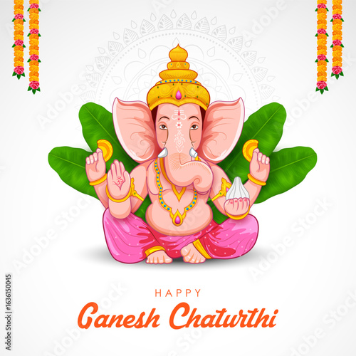 illustration of Lord Ganpati background for Ganesh Chaturthi festival of India