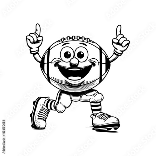 this can create childrens interest in the game of American football.Which will encourage themto be physically active sports.Retro Rugby Ball Animation Enthusiast Running with Joyful Expression.