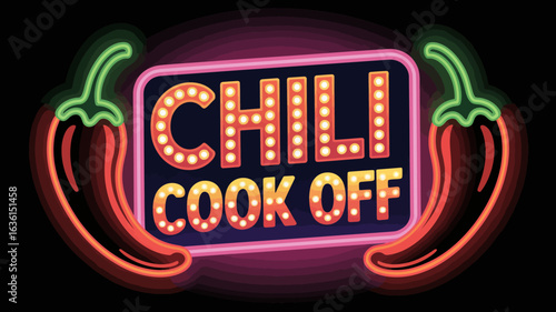 Baroque chili cook-off banner with gold filigree and rich jewel tone colors