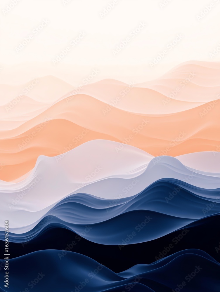 Fototapeta premium Ripple Gradient in Soft Peach and Deep Navy