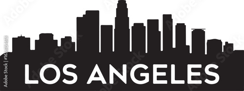 Black and White Los Angeles Skyline Silhouette with Iconic Buildings