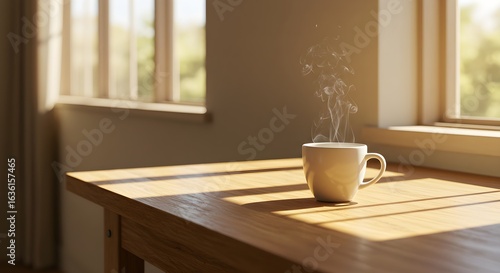 Wallpaper Mural “Morning Coffee by the Window with Soft Sunlight” Torontodigital.ca