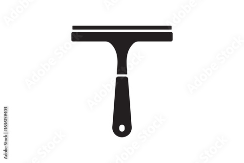 Window squeegee cleaning silhouette vector art illustration on white background
