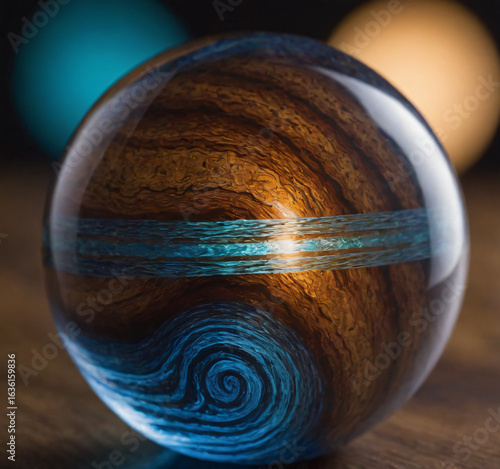 Futuristic Glass Sphere with Neon Lines