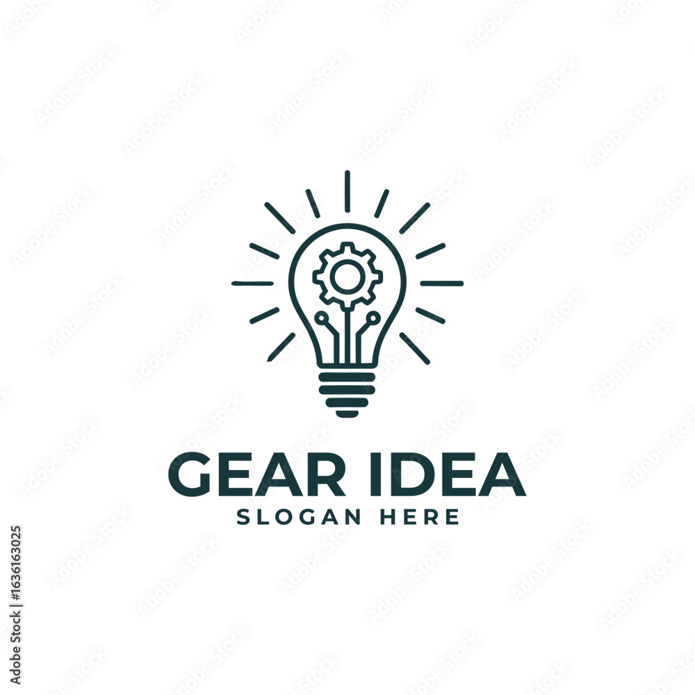 Modern Simple Line Style Gear Idea Bulb Innovation Symbol Icon Modern Simple Line Style Gear Idea Bulb Innovation Symbol Icon