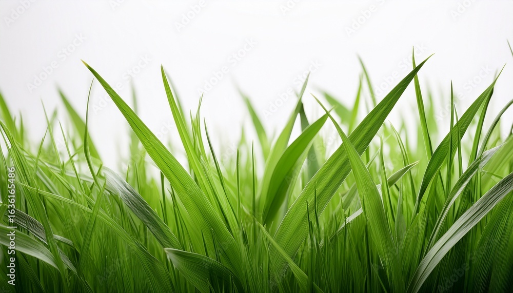 Obraz premium lush green grass blades with vibrant natural colors white background