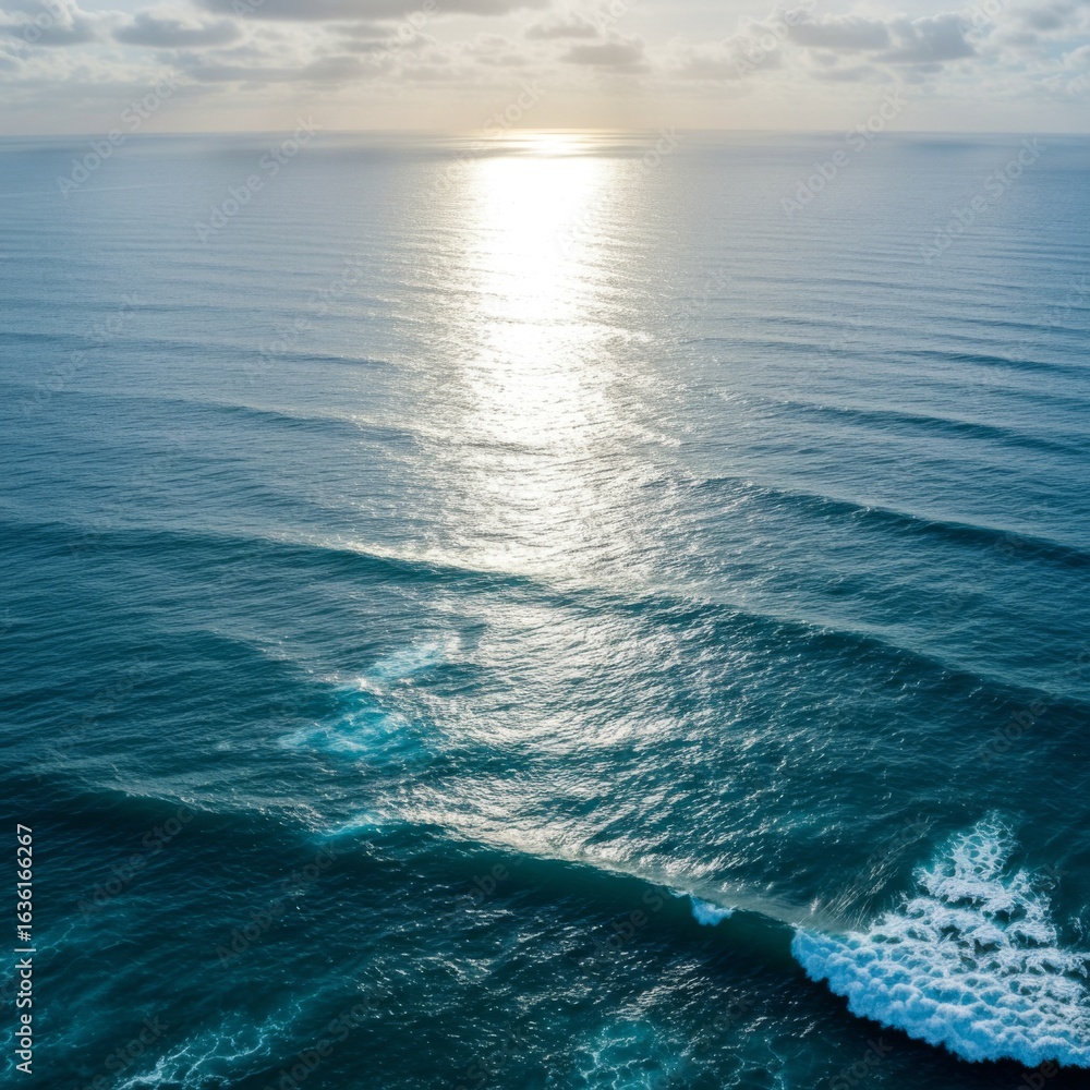 Fototapeta premium Ocean Waves at Sunset Aerial View