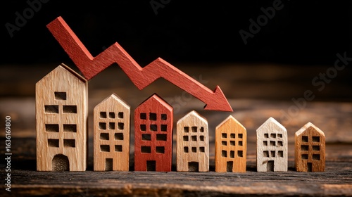 Falling Interest Rates and Mortgage Home Prices Concept