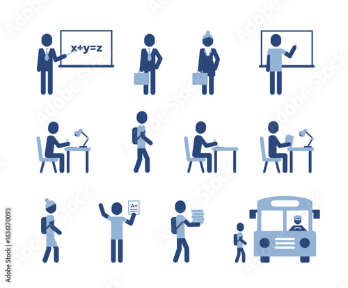 Wallpaper Mural Education icons set. School concept with teacher and students, school bus pictograms. Education concept. Torontodigital.ca