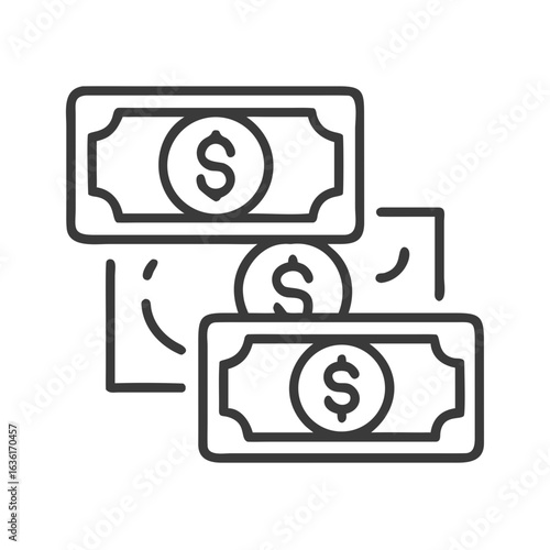 Money Icons - Line Series - Editable Stroke