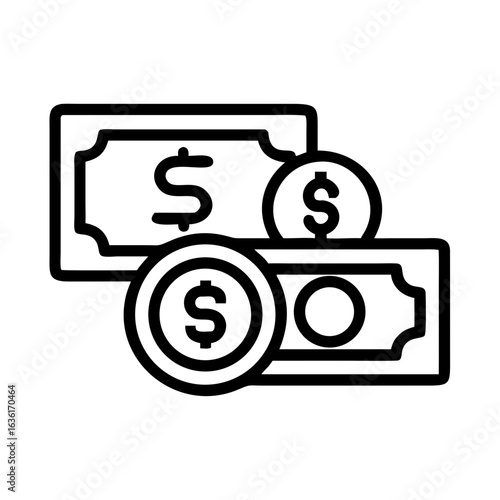 Money Icons - Line Series - Editable Stroke