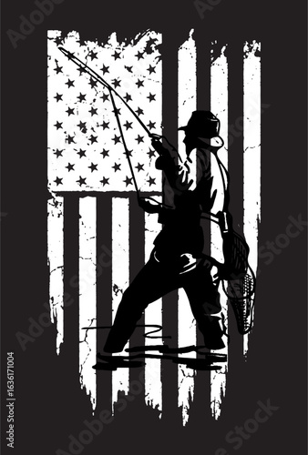 United States Fishing game US Black background action Artwork vector editable Wall Sticker decore t-shirt mug poster design multipurpose high definition