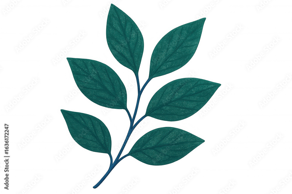 Naklejka premium Drawing of a branch with green leaves, isolated on transparent background, ideal for nature-themed projects