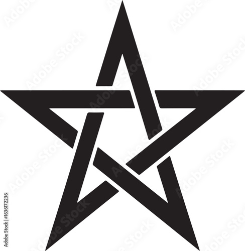 Interlocking Black Star Symbol pentagram white