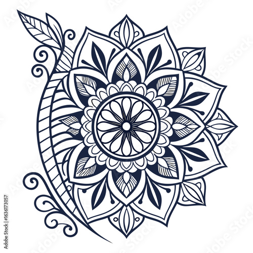 a circular pattern with leaves