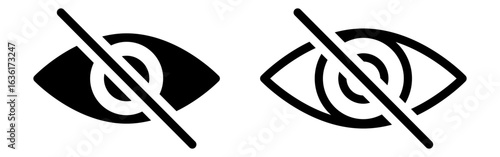 Vector illustration of Hide Eye icon set isolated on transparent background