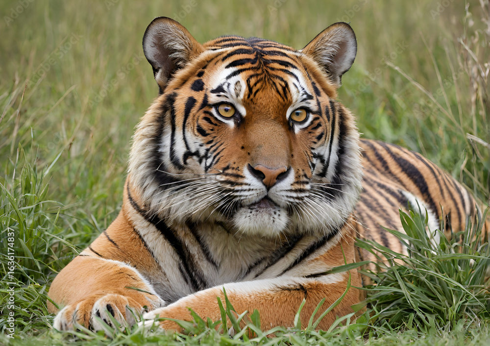 Fototapeta premium tiger in the grass