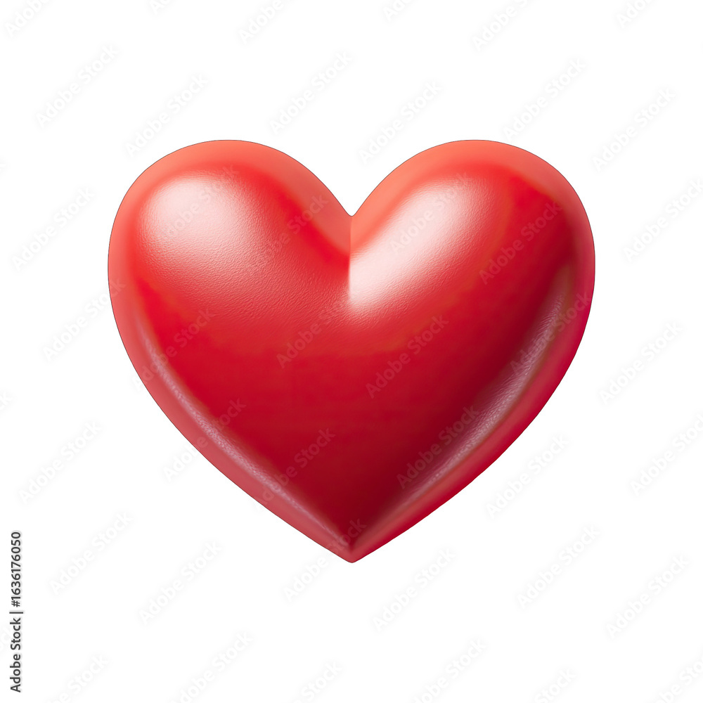 A vibrant, glossy red heart, digitally rendered. It appears three-dimensional, with a smooth, rounded surface A vibrant, glossy red heart, digitally rendered. It appears three-dimensional, with a smooth, rounded surface