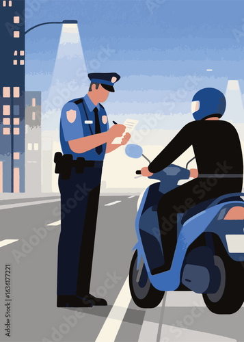 the police are ticketing motorcyclists Illustrator Artwork design template poster