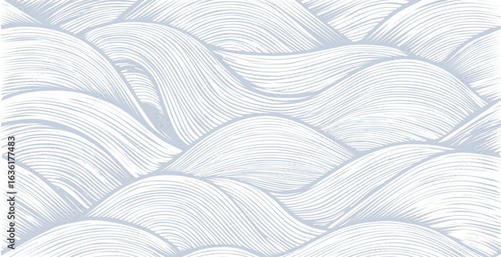 Obraz premium hand drawn abstract pattern print, ocean waves, simple modern design wallpaper.